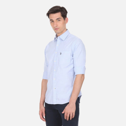 Spread Collar Solid Casual Shirt