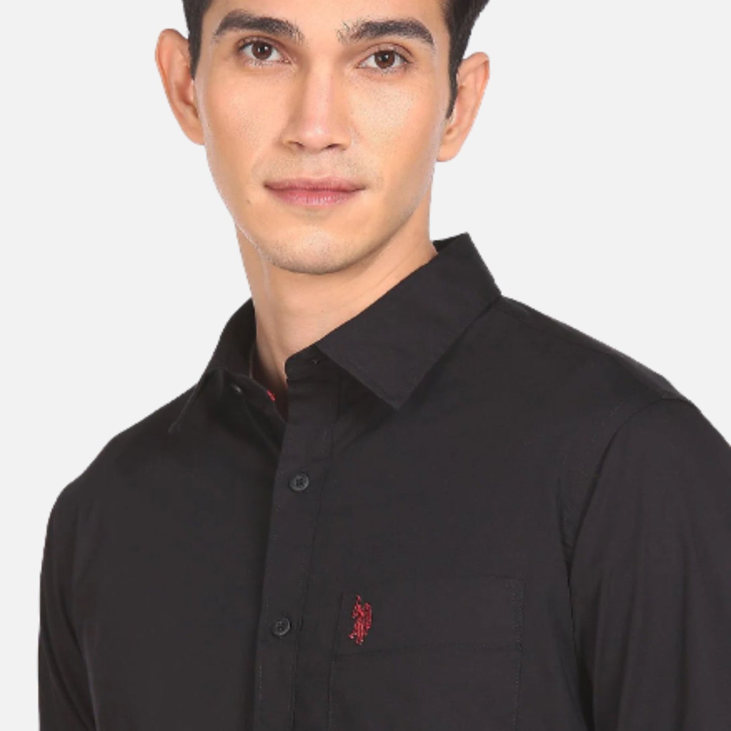 Black Slim Fit Solid Casual Shirt