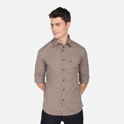 Slim Fit Solid Casual Shirt