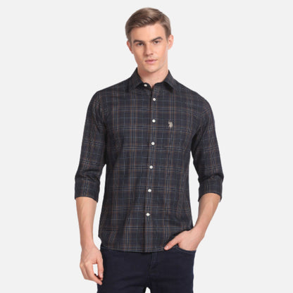 Cutaway Collar Tartan Check Shirt