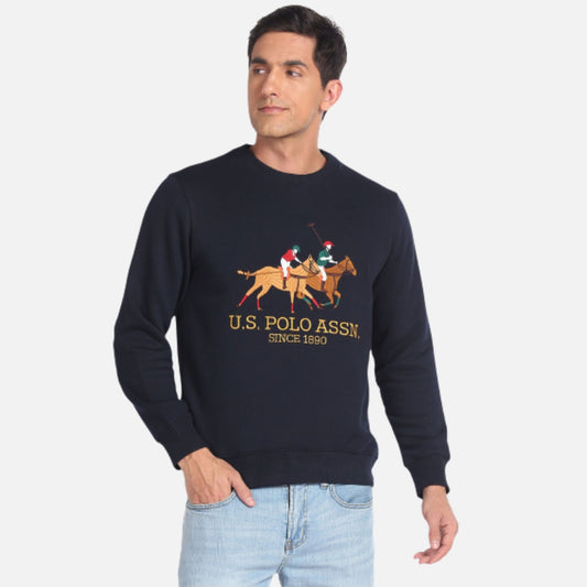 Crew Neck Brand Embroidered Sweatshirt