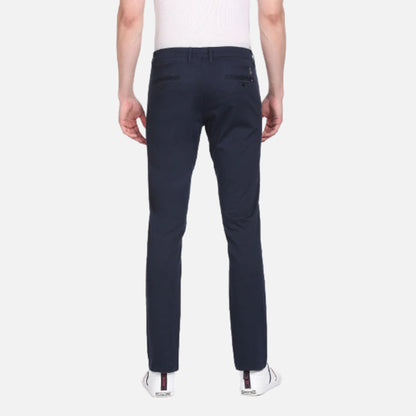 Navy Solid Mid Rise Casual Trousers