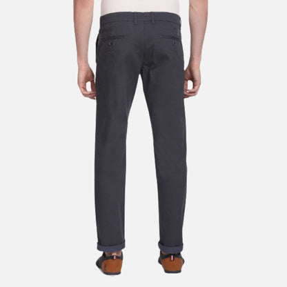 Slim Straight Fit Textured Casual Trousers