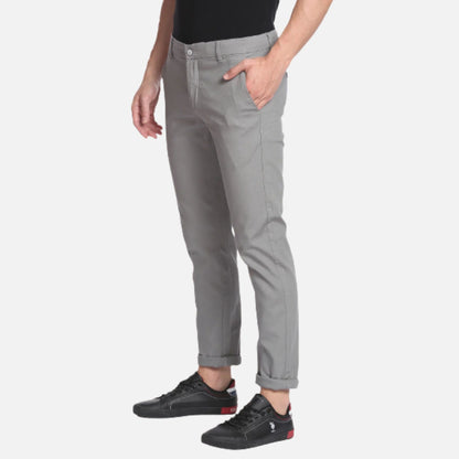 Mid Rise Dobby Casual Trousers