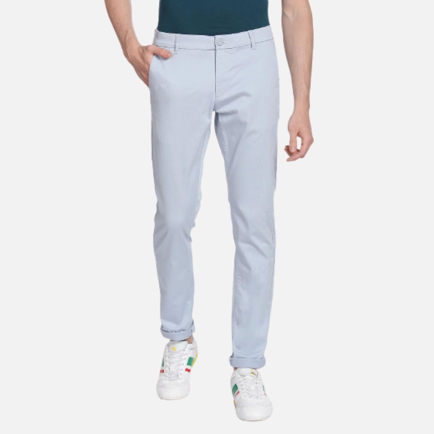 Herringbone Textured Casual Trousers