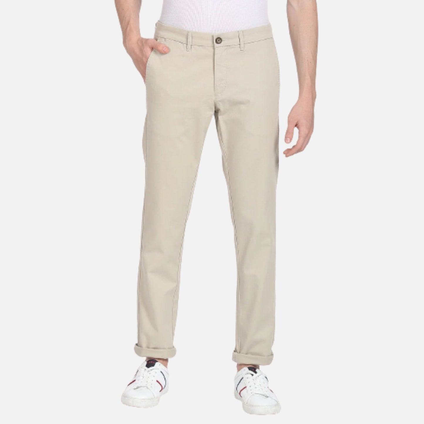 Slim Fit Solid Casual Trousers