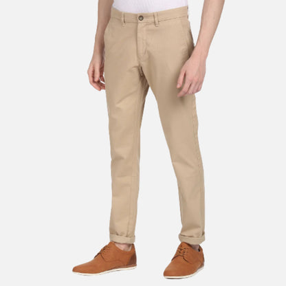 Mid Rise Twill Casual Trousers