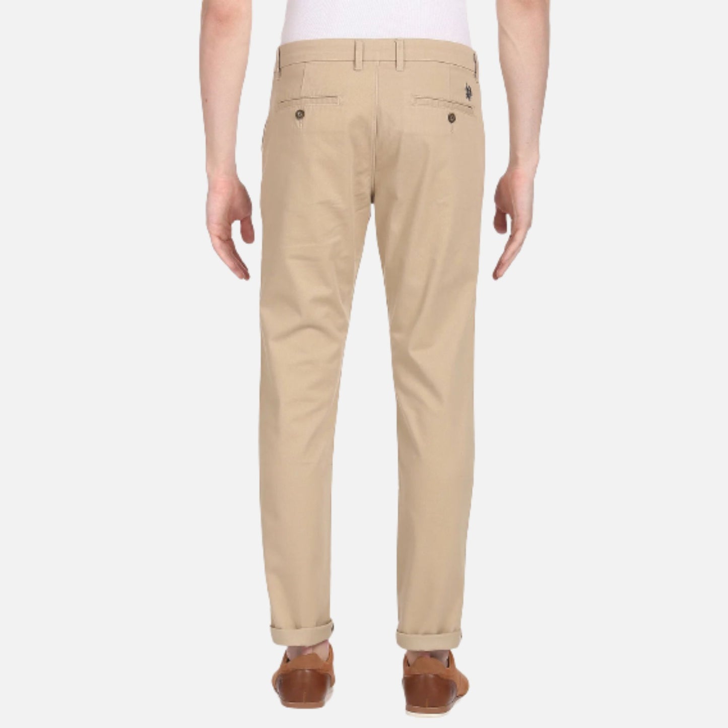 Mid Rise Twill Casual Trousers