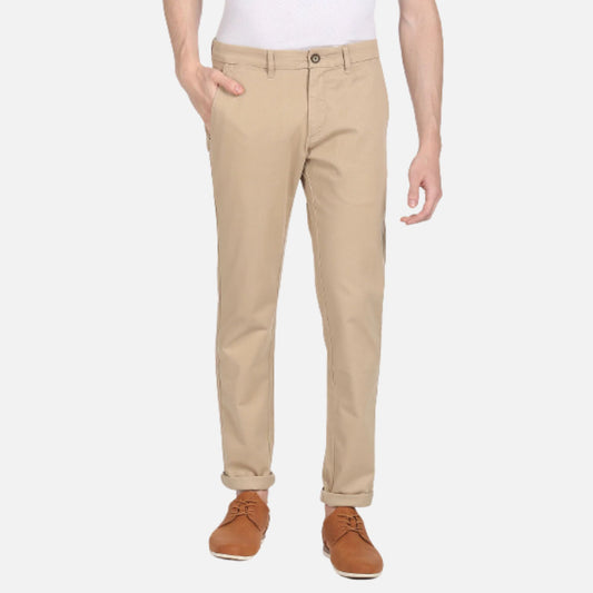 Mid Rise Twill Casual Trousers