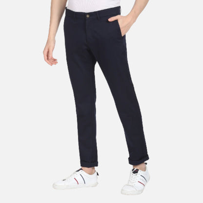 Solid Twill Casual Trousers