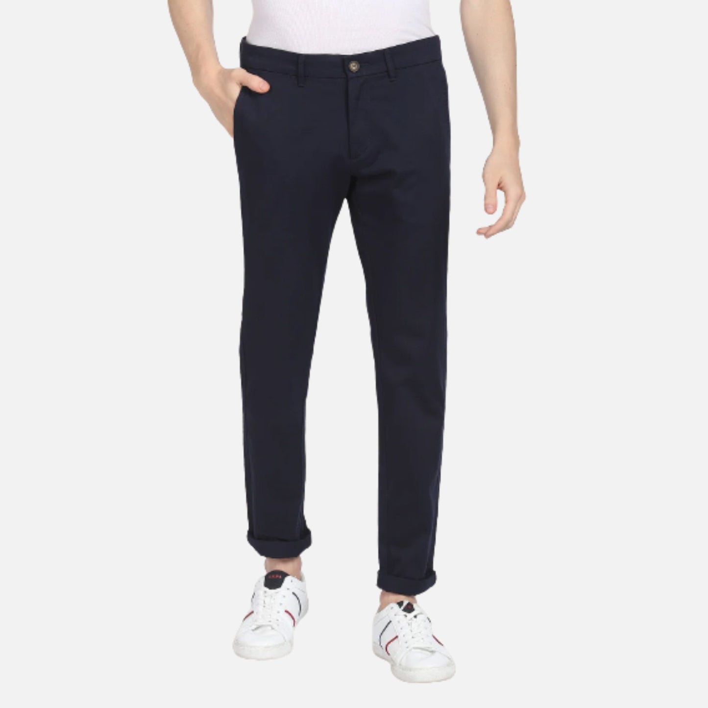 Solid Twill Casual Trousers