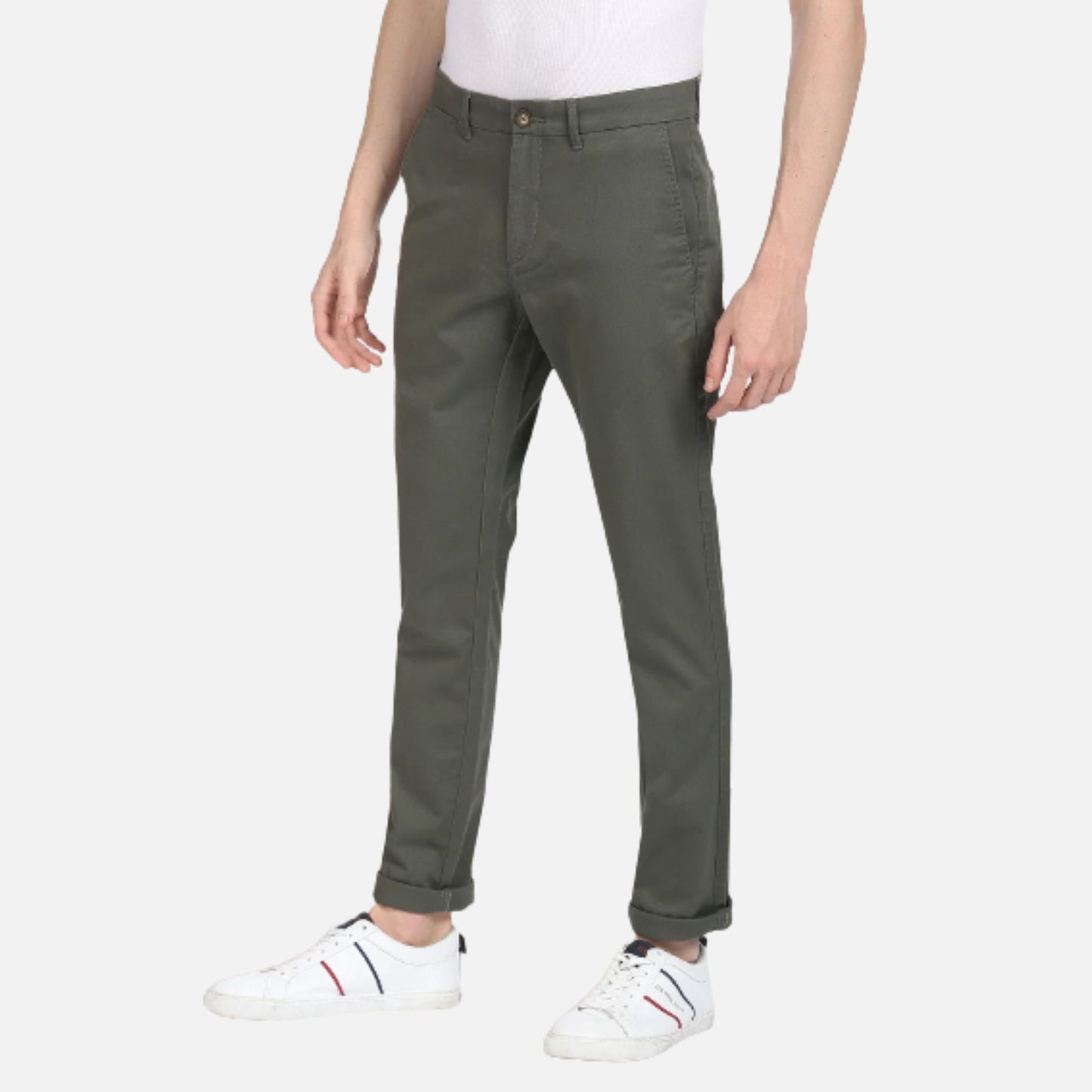 Solid Twill Casual Trousers