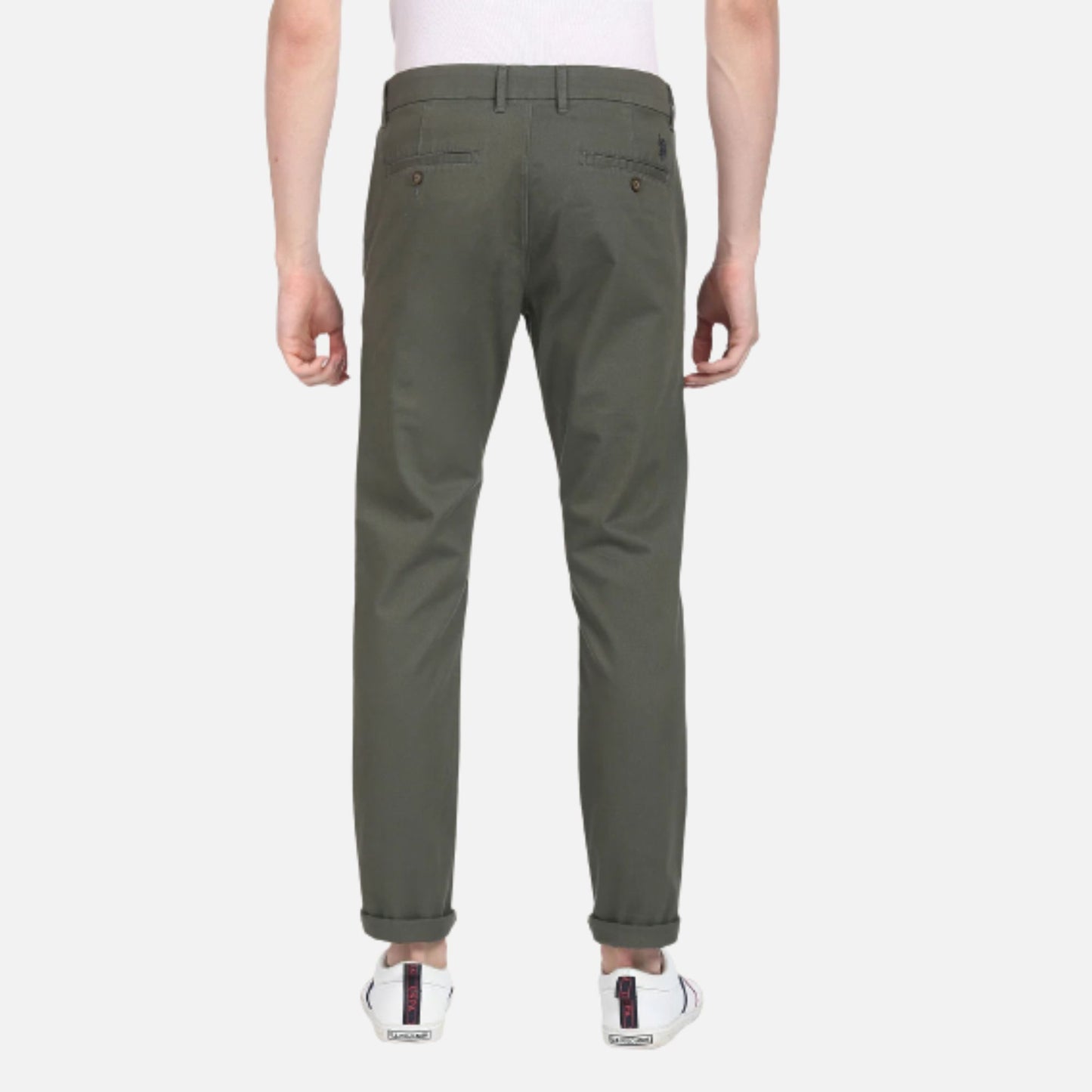 Solid Twill Casual Trousers