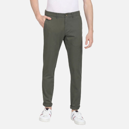 Solid Twill Casual Trousers