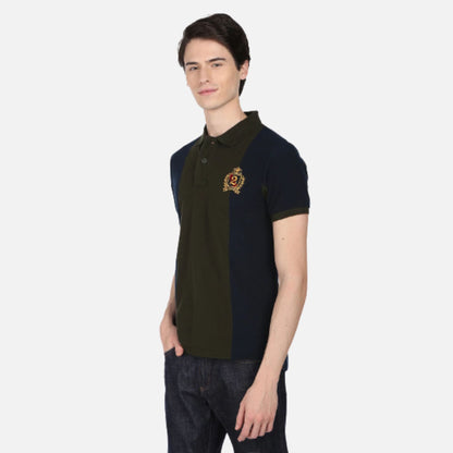 Crest Embroidered Colour Block Polo Shirt