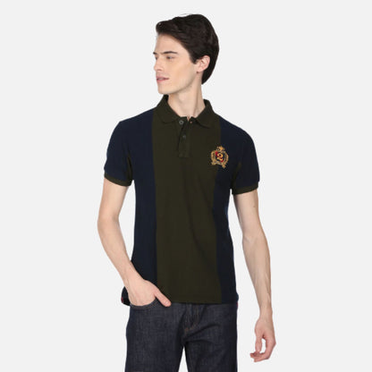 Crest Embroidered Colour Block Polo Shirt