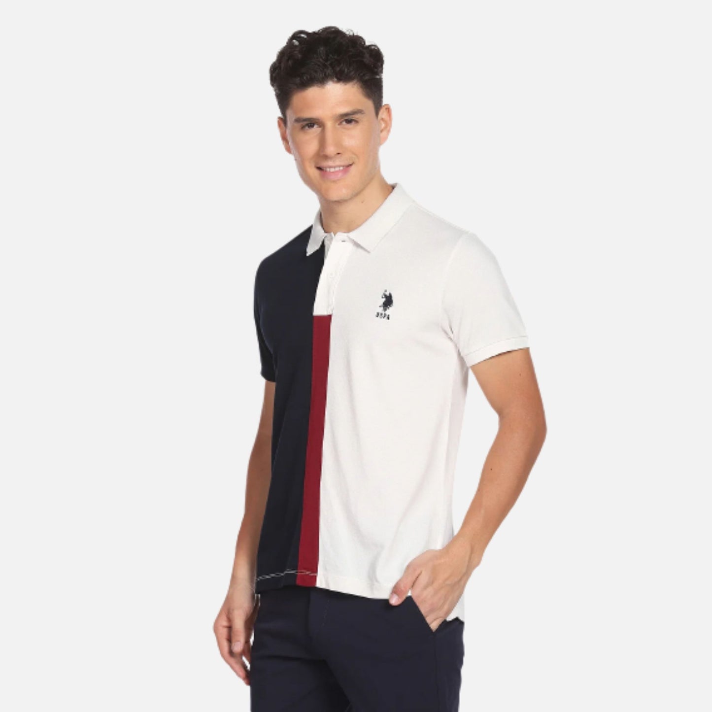 Colour Block Cotton Polo Shirt