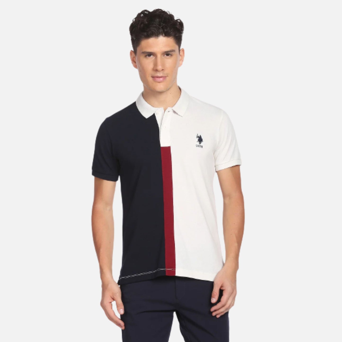 Colour Block Cotton Polo Shirt