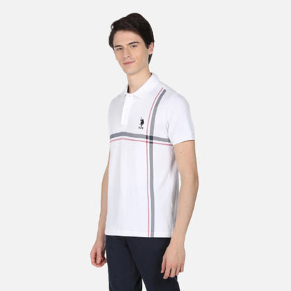 Offset Stripe Cotton Polo Shirt