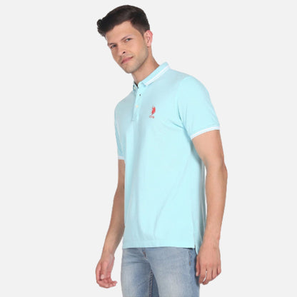 Striped Collar Logo Polo Shirt