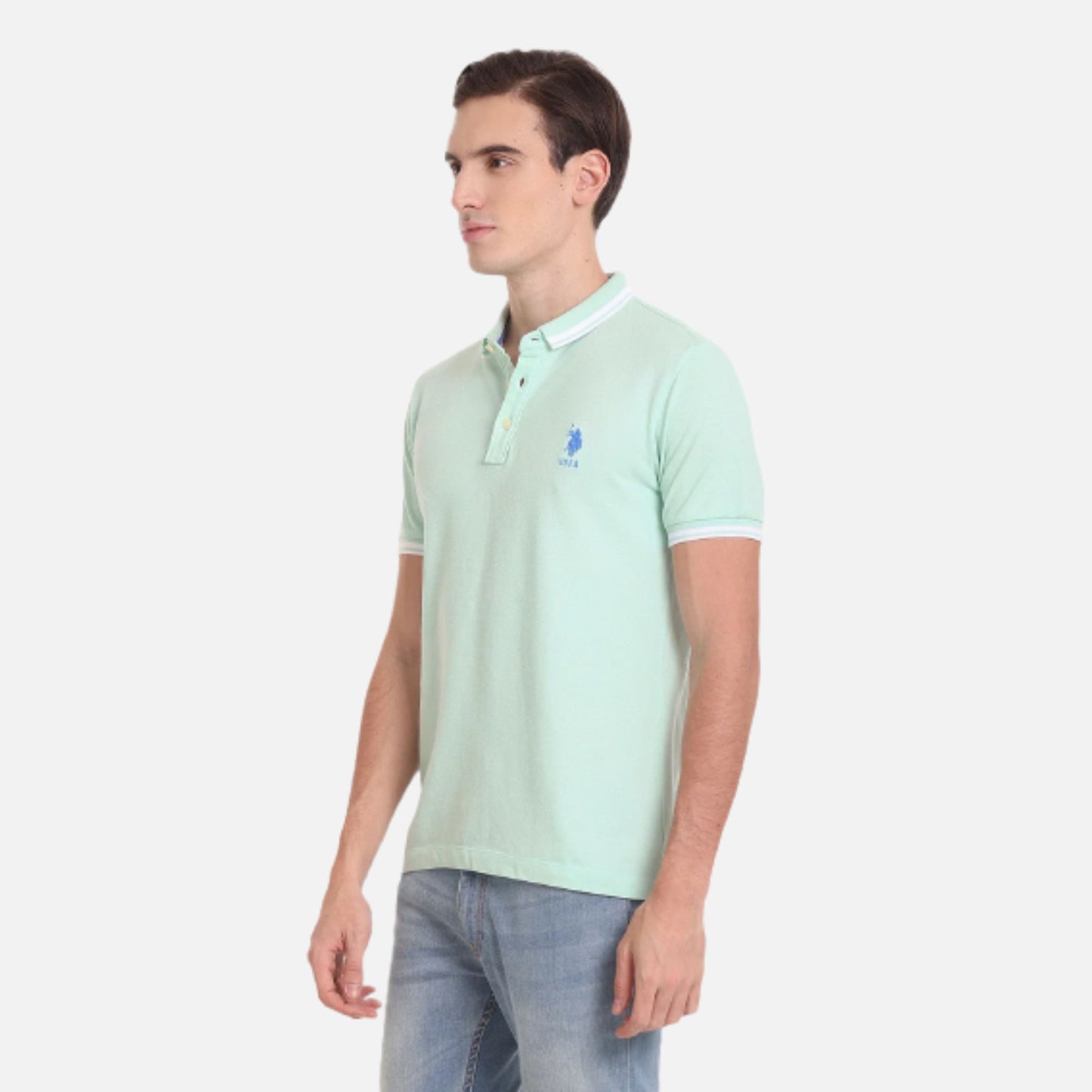 Striped Collar Logo Polo Shirt