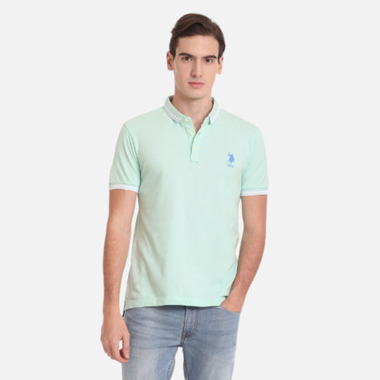 Striped Collar Logo Polo Shirt