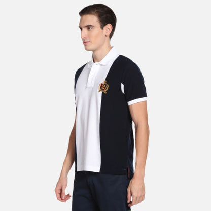 Crest Embroidered Colour Block Polo Shirt