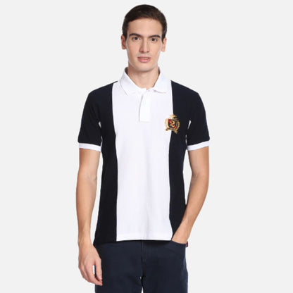 Crest Embroidered Colour Block Polo Shirt