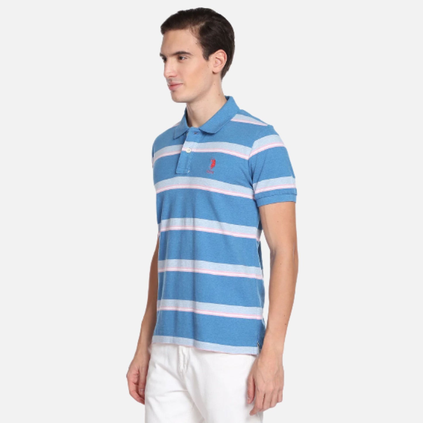 Horizontal Stripe Cotton Polo Shirt