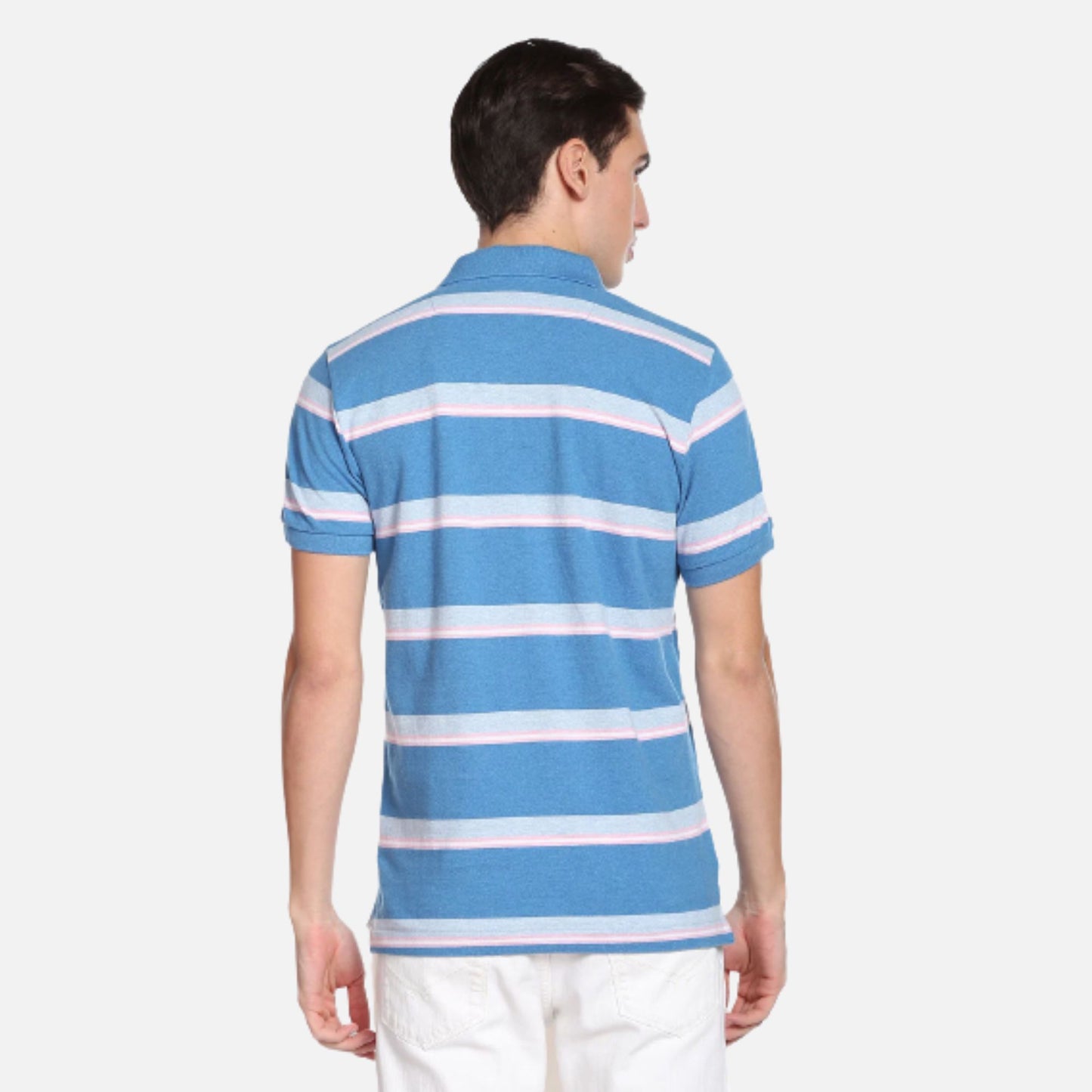 Horizontal Stripe Cotton Polo Shirt