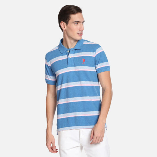 Horizontal Stripe Cotton Polo Shirt