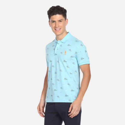 Brand Print Cotton Polo Shirt