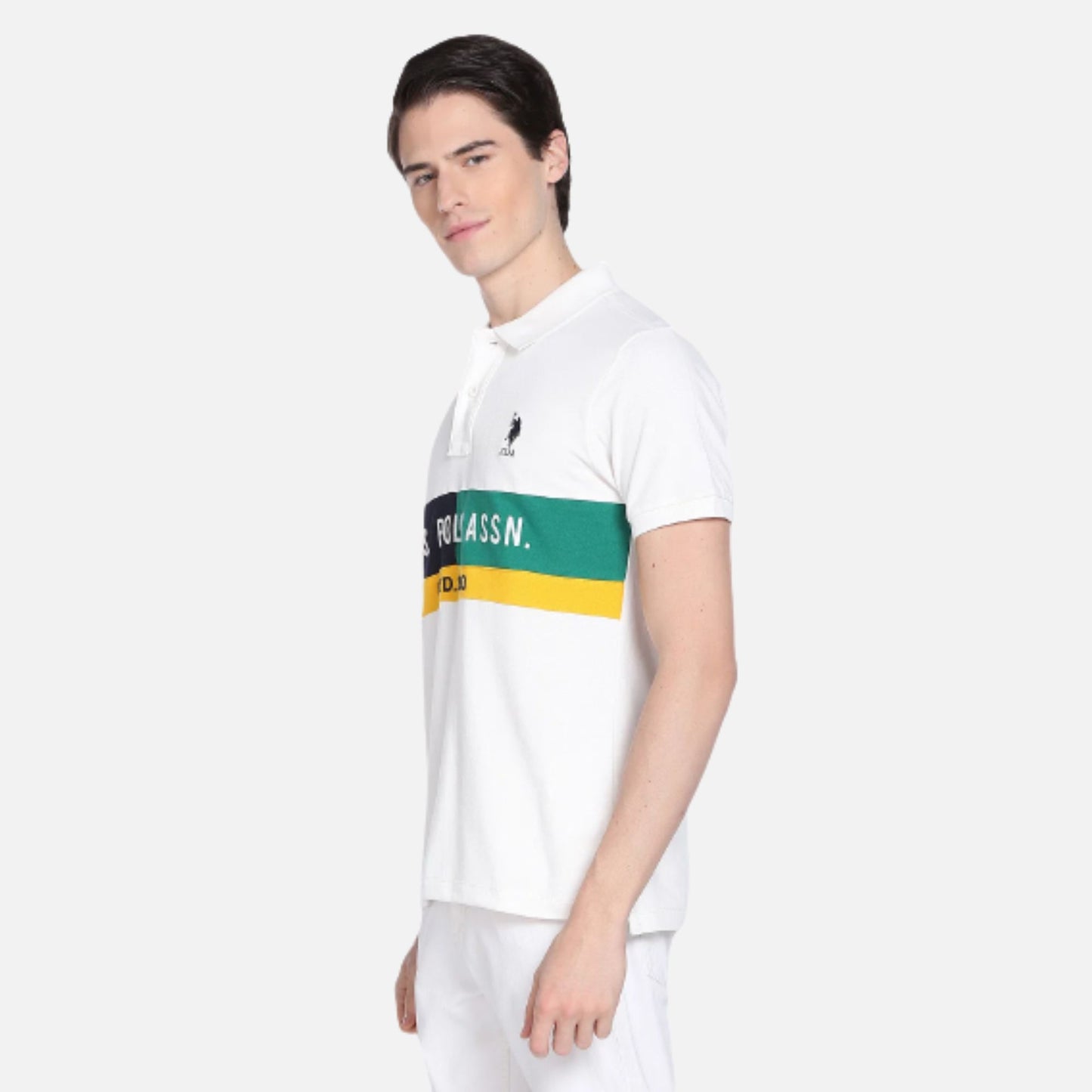 Panelled Brand Embroidery Polo Shirt