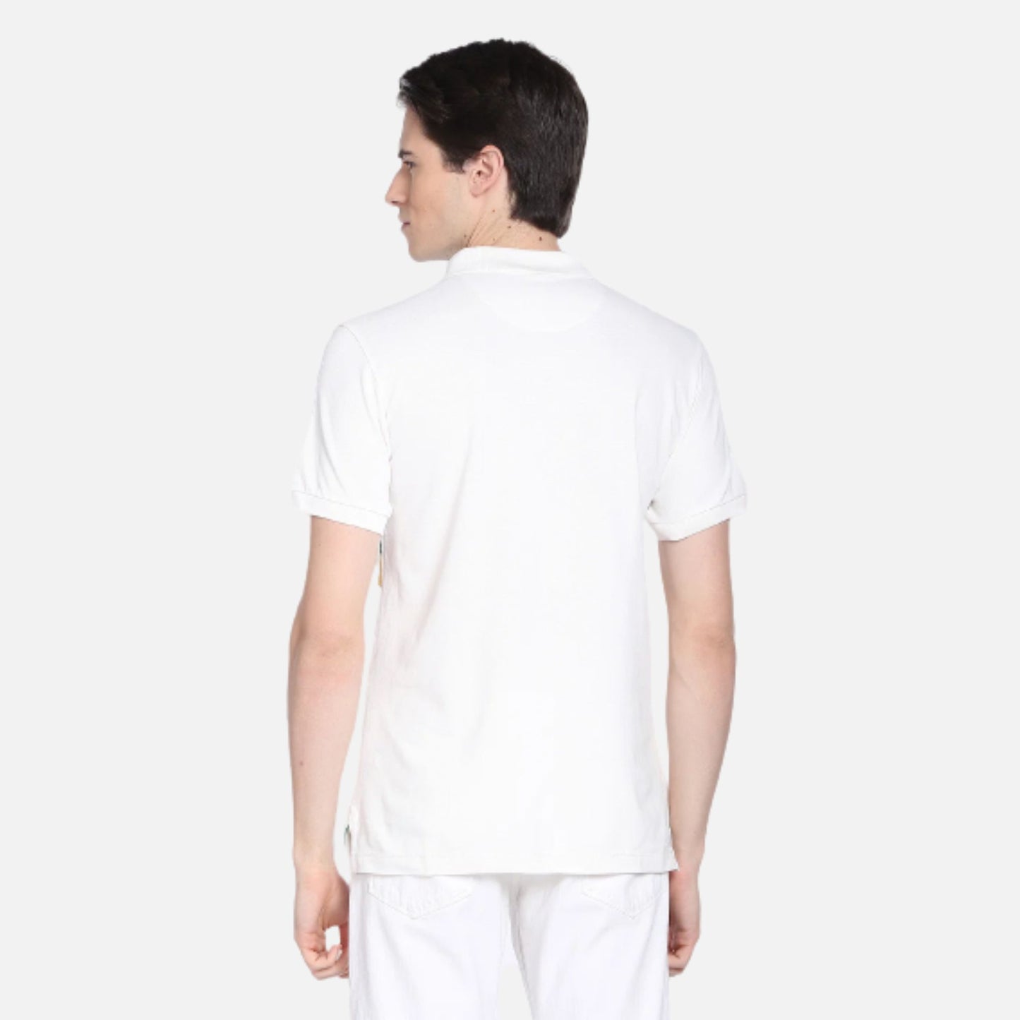 Panelled Brand Embroidery Polo Shirt