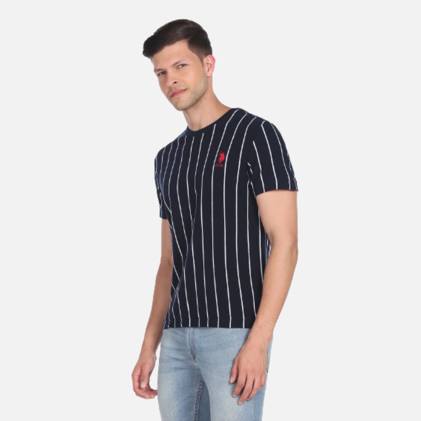 Vertical Stripe Cotton T-Shirt