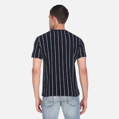 Vertical Stripe Cotton T-Shirt