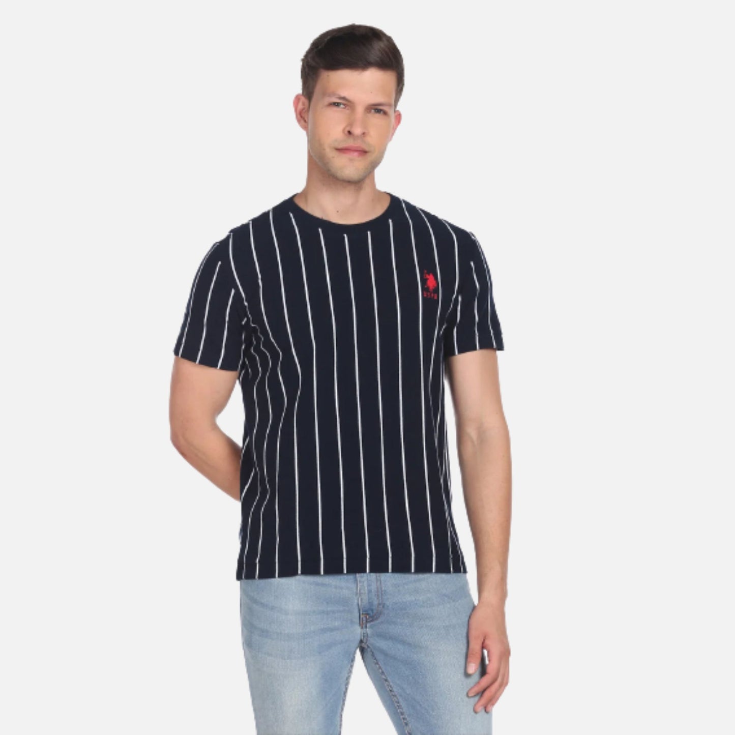 Vertical Stripe Cotton T-Shirt