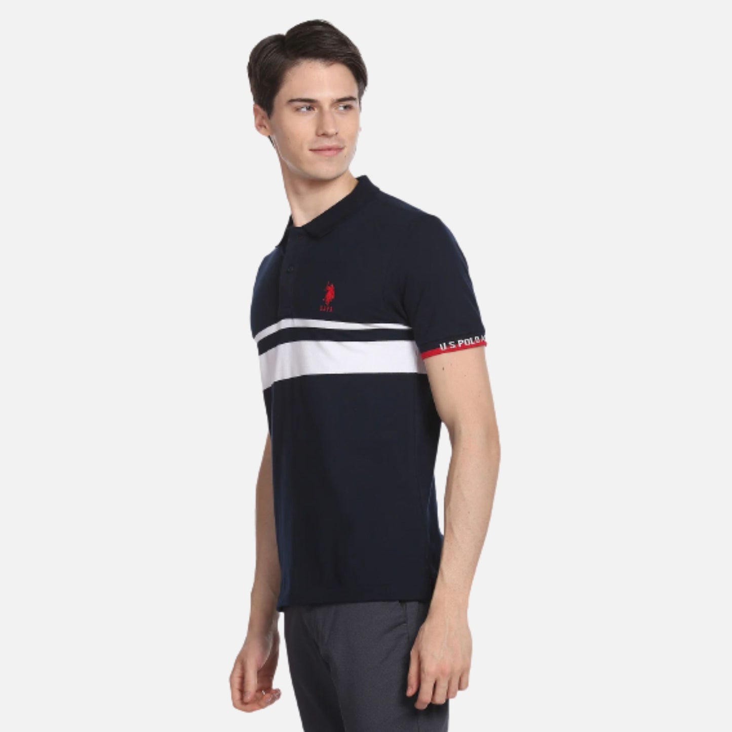 Engineered Stripe Logo Polo Shirt