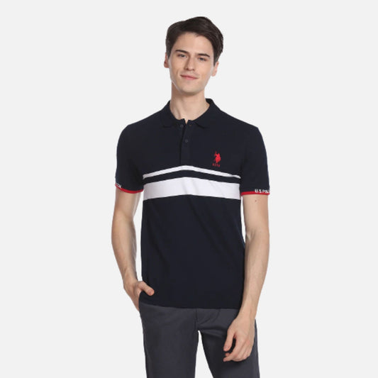 Engineered Stripe Logo Polo Shirt