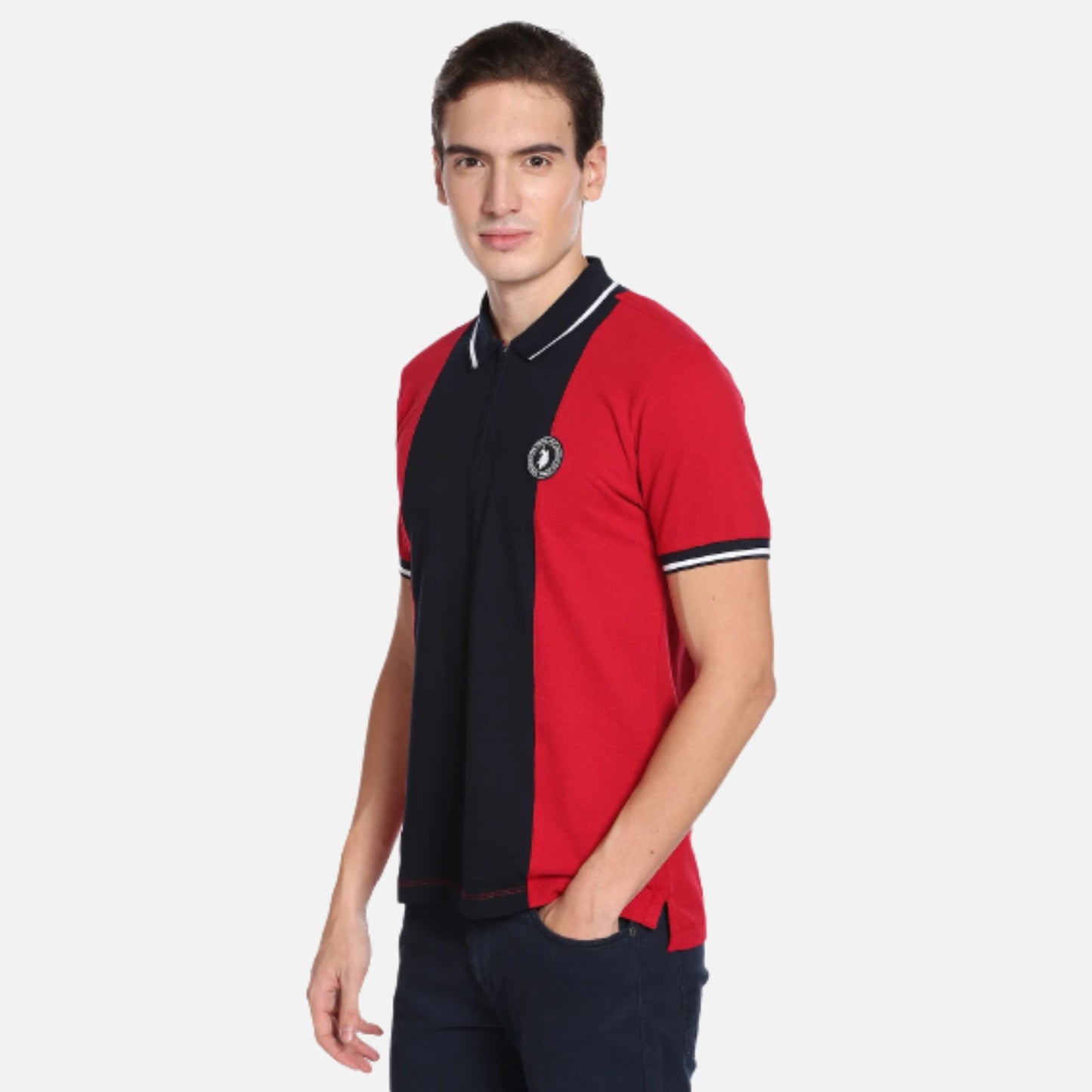 Colour Block Cotton Polo Shirt