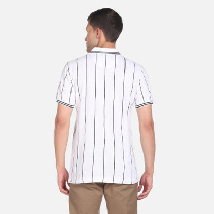 Vertical Stripe Heritage Logo Polo Shirt