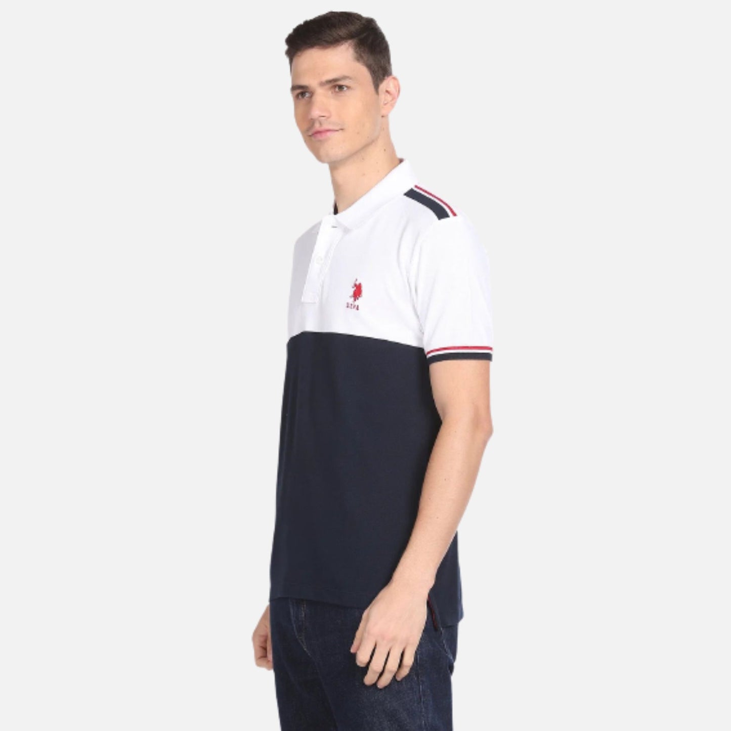 Colour Block Cotton Polo Shirt