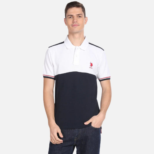 Colour Block Cotton Polo Shirt