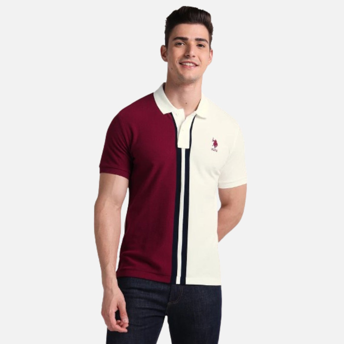 Slim Fit Colour Block Polo Shirt