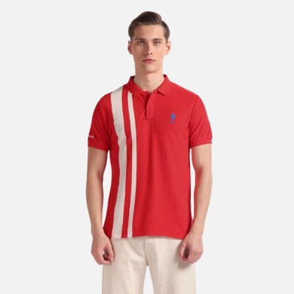 Vertical Stripe Cotton Polo Shirt