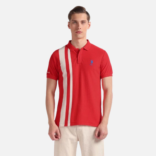 Vertical Stripe Cotton Polo Shirt