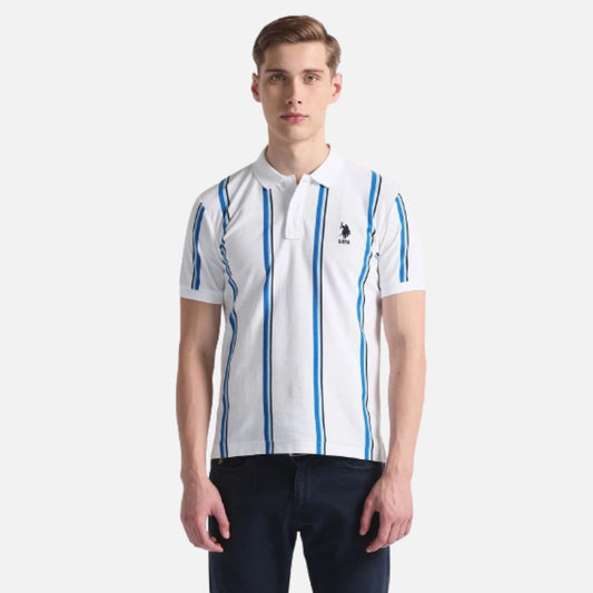 Vertical Stripe Logo Polo Shirt