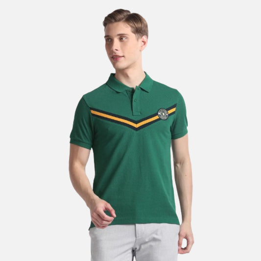 Horizontal Stripe Pique Polo Shirt