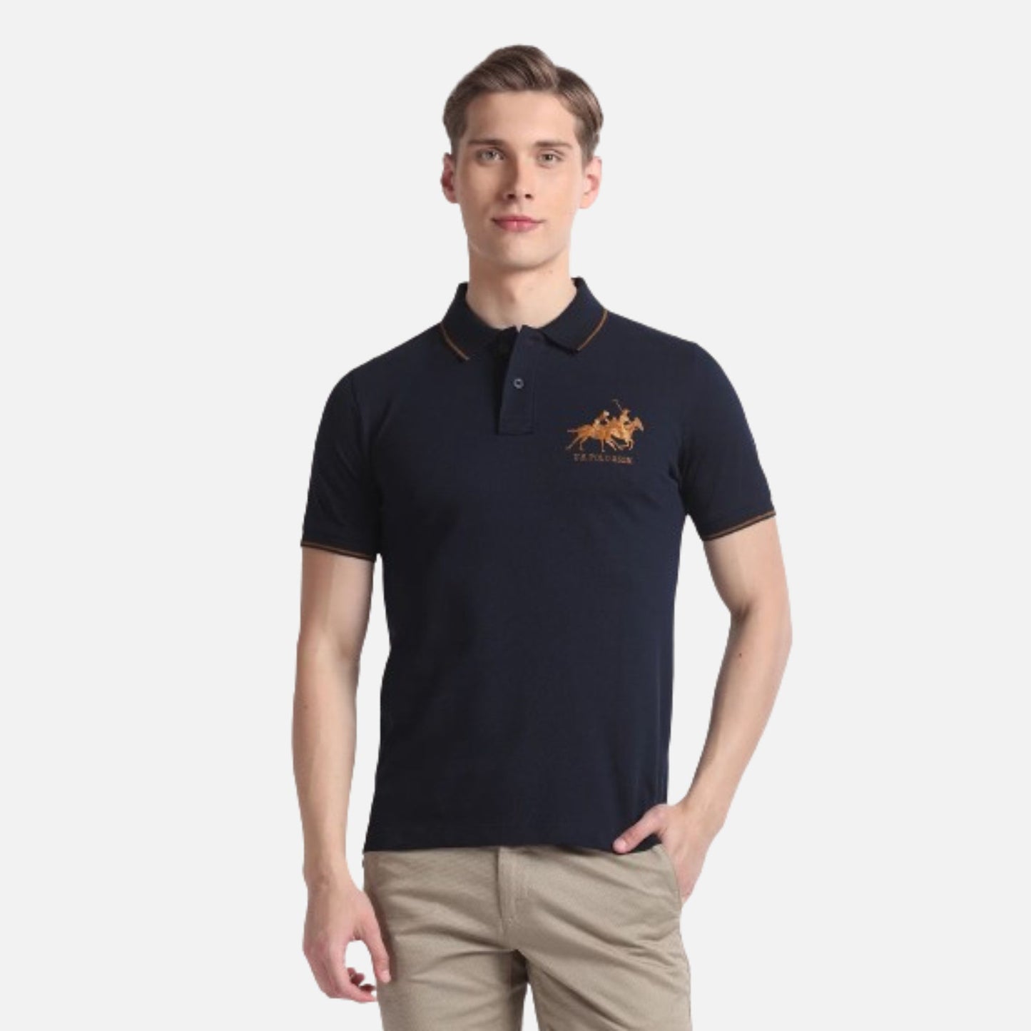 Brand Embroidered Slim Polo Shirt