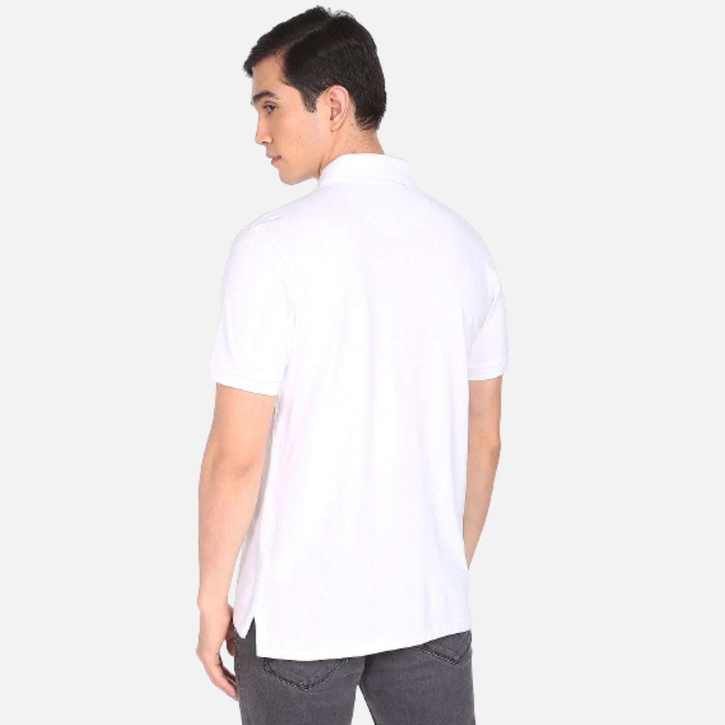 White Embroidered Logo Compact Cotton Polo Shirt